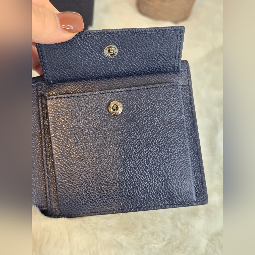 NWT❤️Prada Black Navy Vitello Micro Grain Leather Men Wallet - Picture 4 of 14